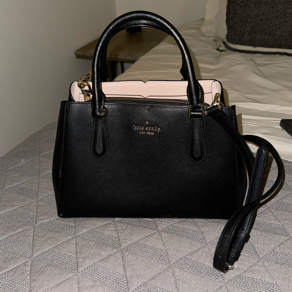 Kate Spade black leather purse with removable shoulder strap | used two times